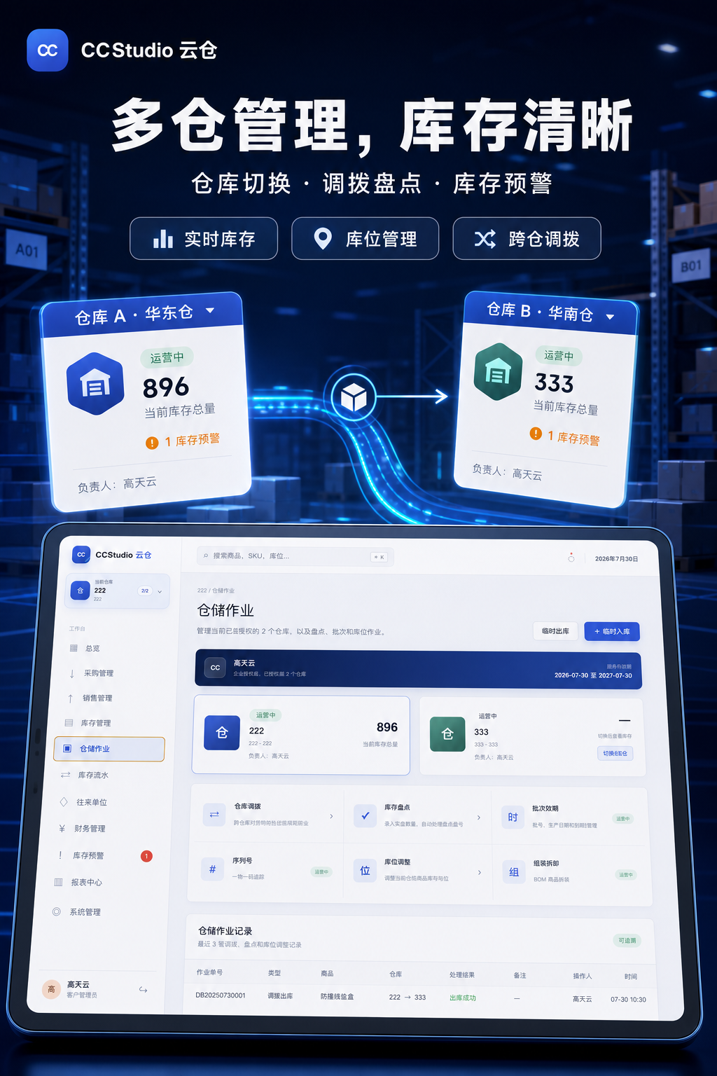 CCStudio 云仓功能预览:多仓库存清晰可控